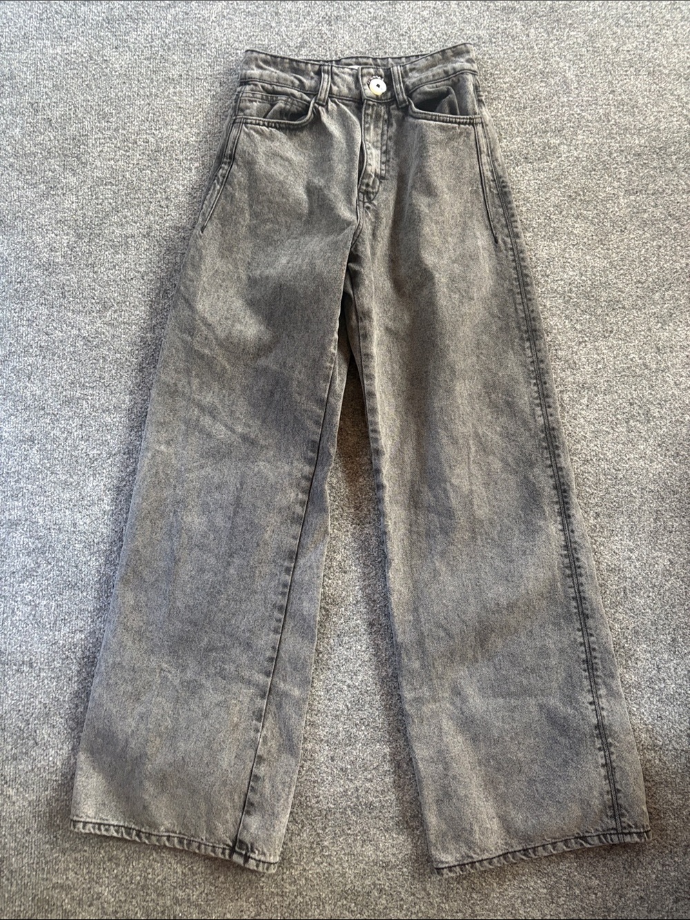 Women's Zara Wide Leg Grey Washed Jeans - High Waist - Size 2